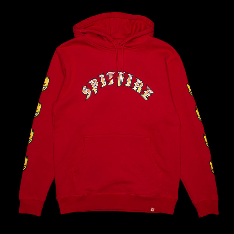 Spitfire Old E Bighead Fill Hoodie Color : Scarlet / Gold