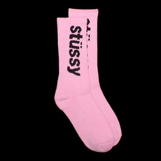 Stussy Helvetica Crew Sock Style # 138845 Color : Pink / Black