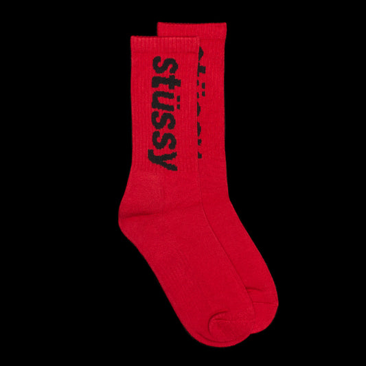 Stussy Helvetica Crew Sock Style # 138845 Color : Chili / Black