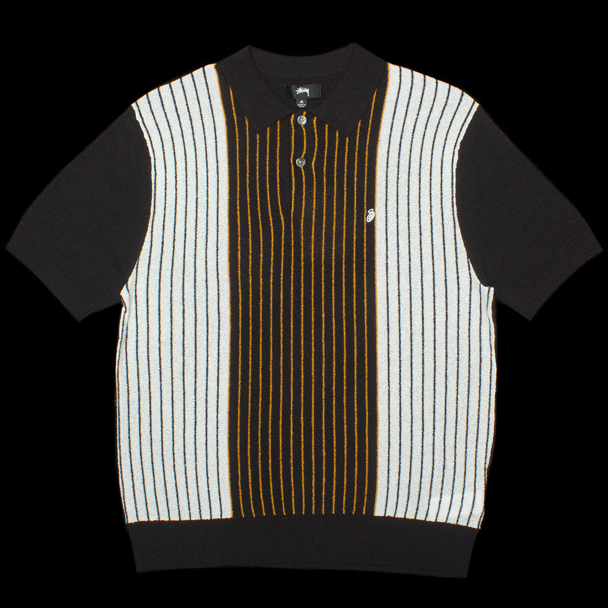 Stussy Textured S/S Polo Sweater Style # 117167 Color : Black Stripe