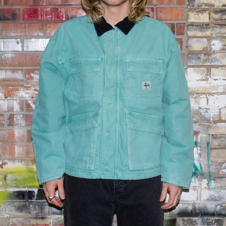 Stussy Washed Canvas Shop Jacket Teal  Edit alt text