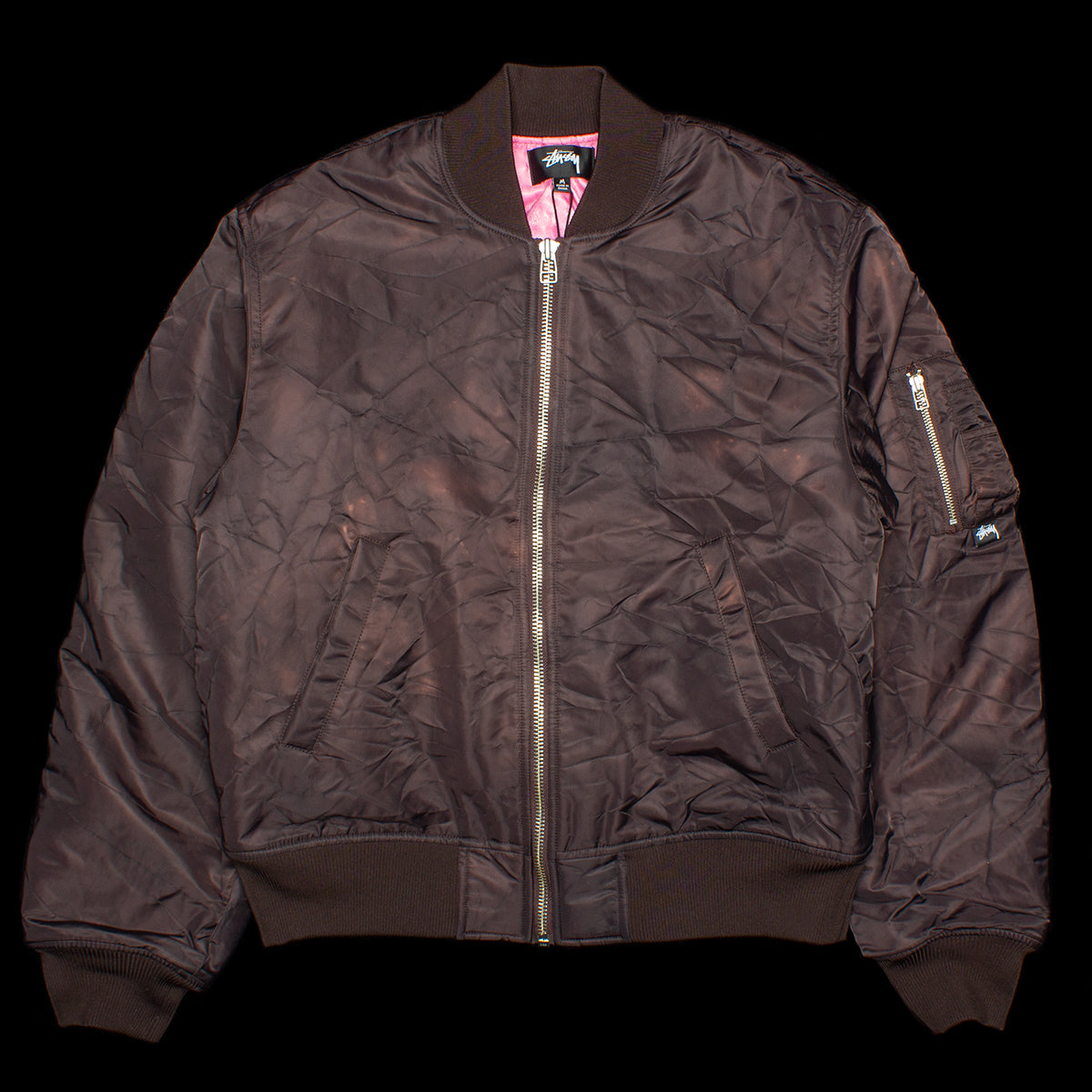 Stussy Dyed Nylon Bomber  Brown