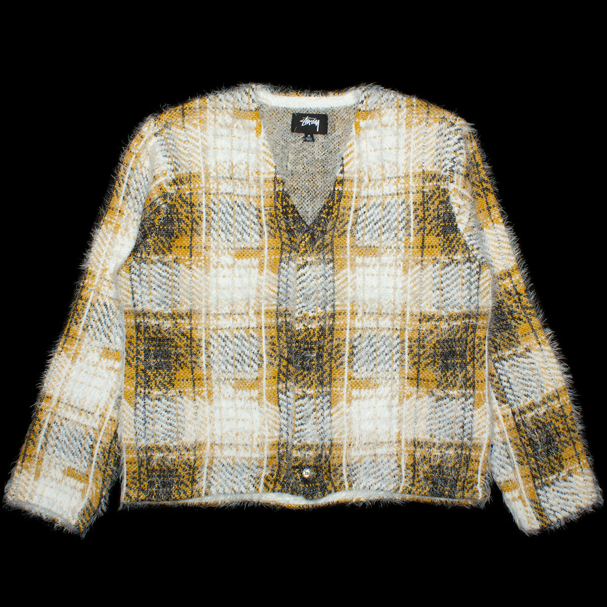 Stussy Hairy Plaid Cardigan Style # 117169 Color : Gold
