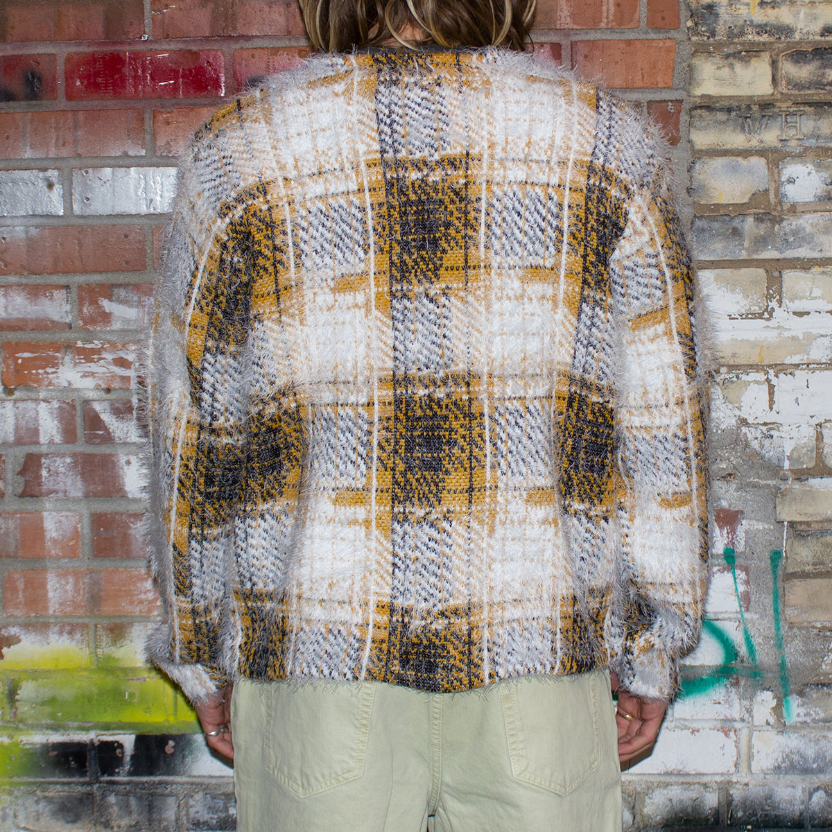 Stussy Hairy Plaid Cardigan Style # 117169 Color : Gold