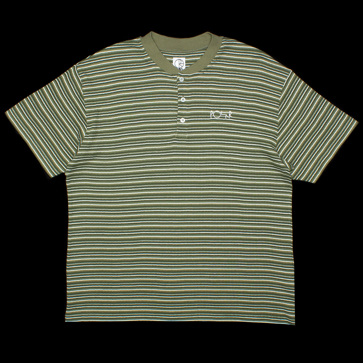 Polar Striped Rib Henley T-Shirt Uniform Green