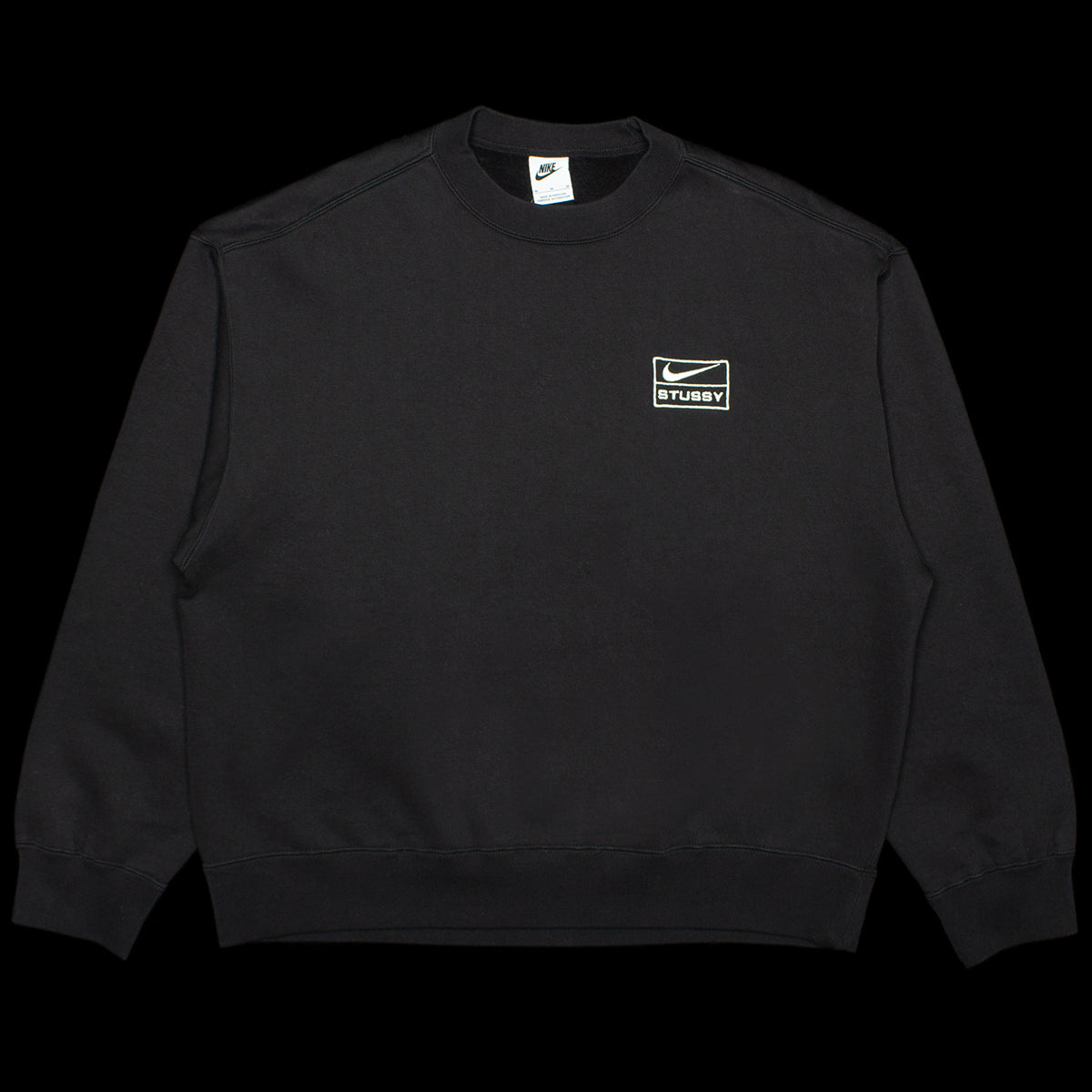 Nike x Stussy Washed Fleece Crewneck Style # DO5310-010 Color : Black