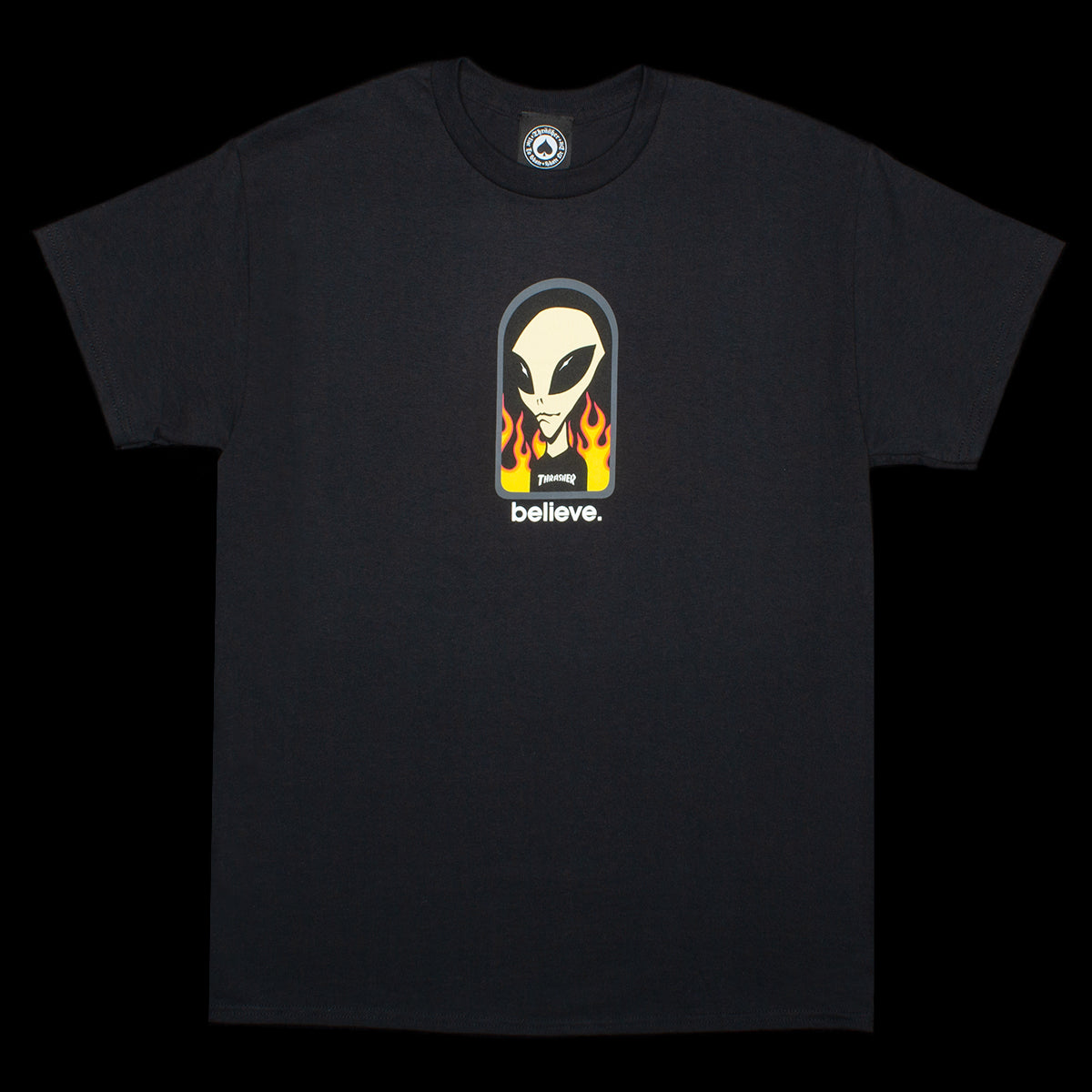 Thrasher x Alien Workshop Believe T-Shirt Color : Black