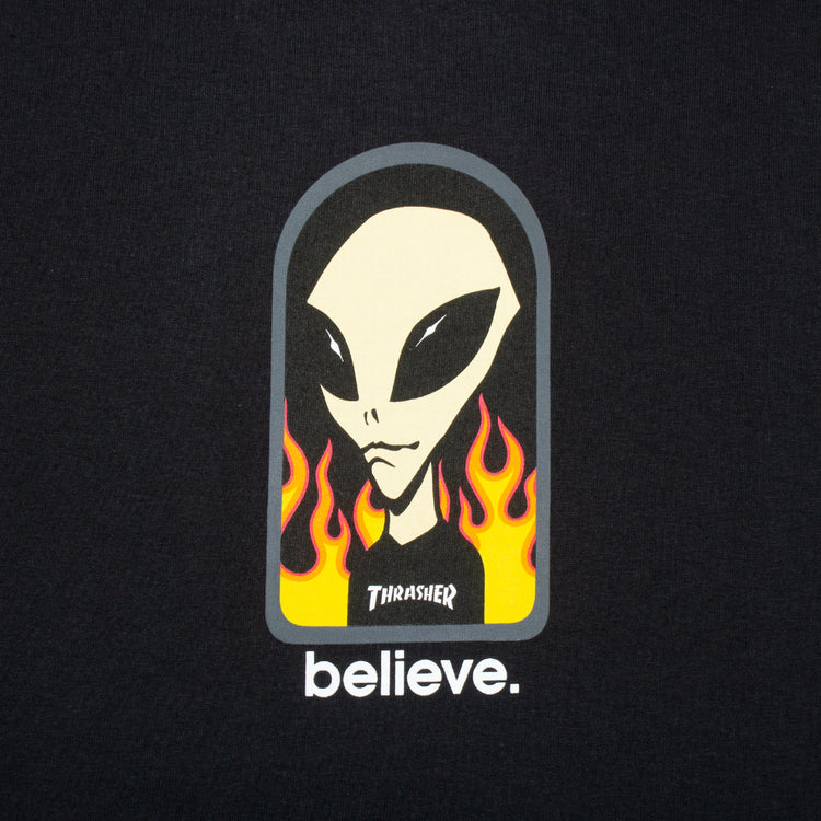 Thrasher x Alien Workshop Believe T-Shirt Color : Black