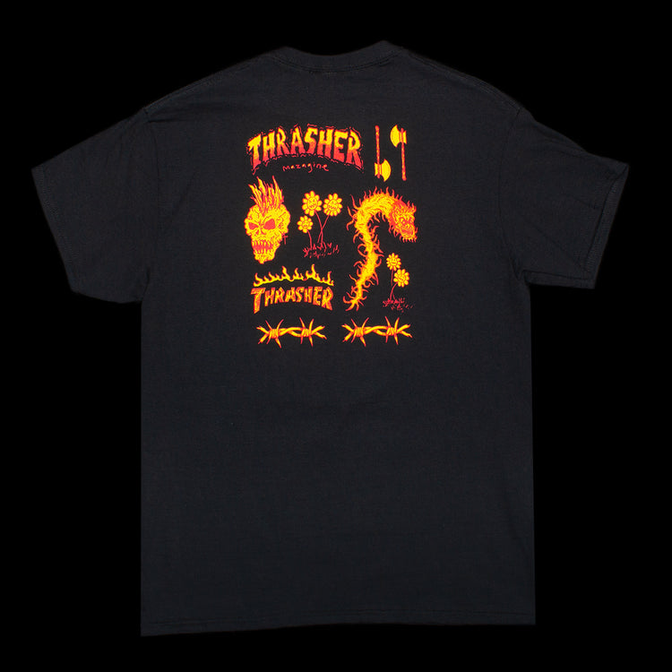 Thrasher Sketch T-Shirt Color : Black