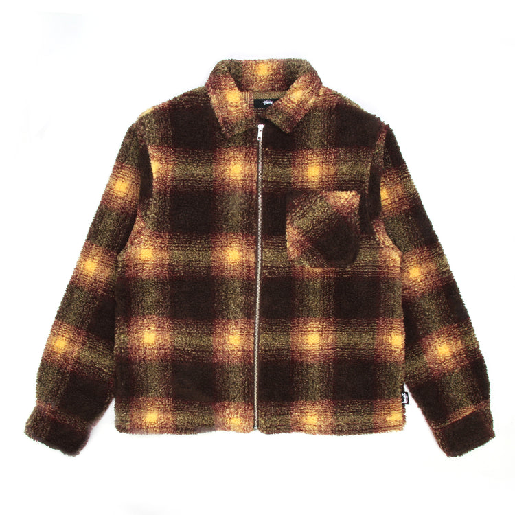 Shadow Plaid Sherpa Zip Shirt