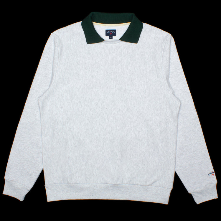 Noah Polo Collar Crewneck Color : Ash Heather / Deep Green