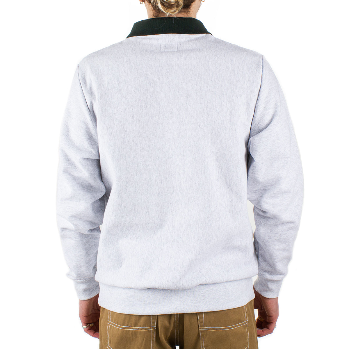 Noah Polo Collar Crewneck Color : Ash Heather / Deep Green