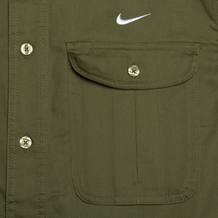 Nike SB Tanglin Woven Button Down Shirt Style # DQ6287-222 Color : Medium Olive