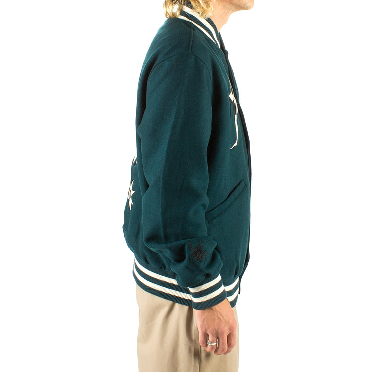 Parra Cloudy Star Varsity Jacket Pine Green
