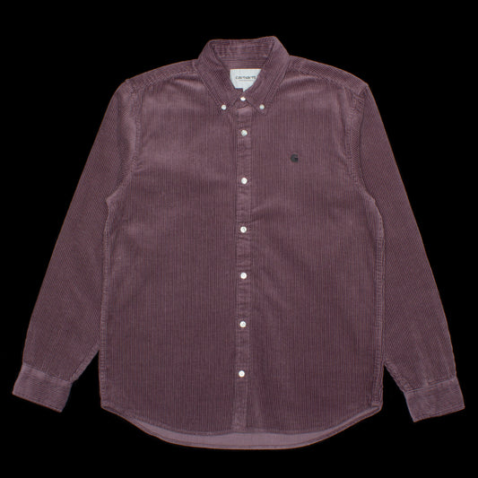 Carhartt WIP L/S Madison Cord Shirt Misty Thistle / Black