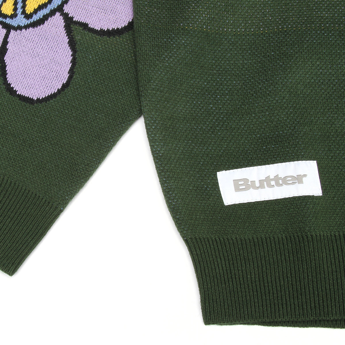 Butter Goods Flowers Knitted Crewneck Sweatshirt - Sage