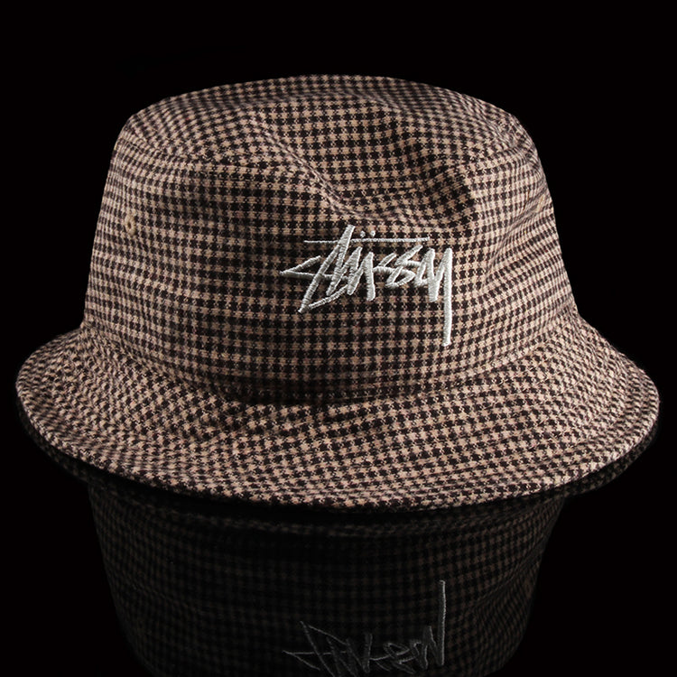 Wool Check Big Stock Bucket Hat