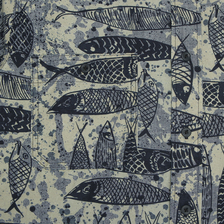 Filson Chambray S/S Shirt Blue Fish Ink Print