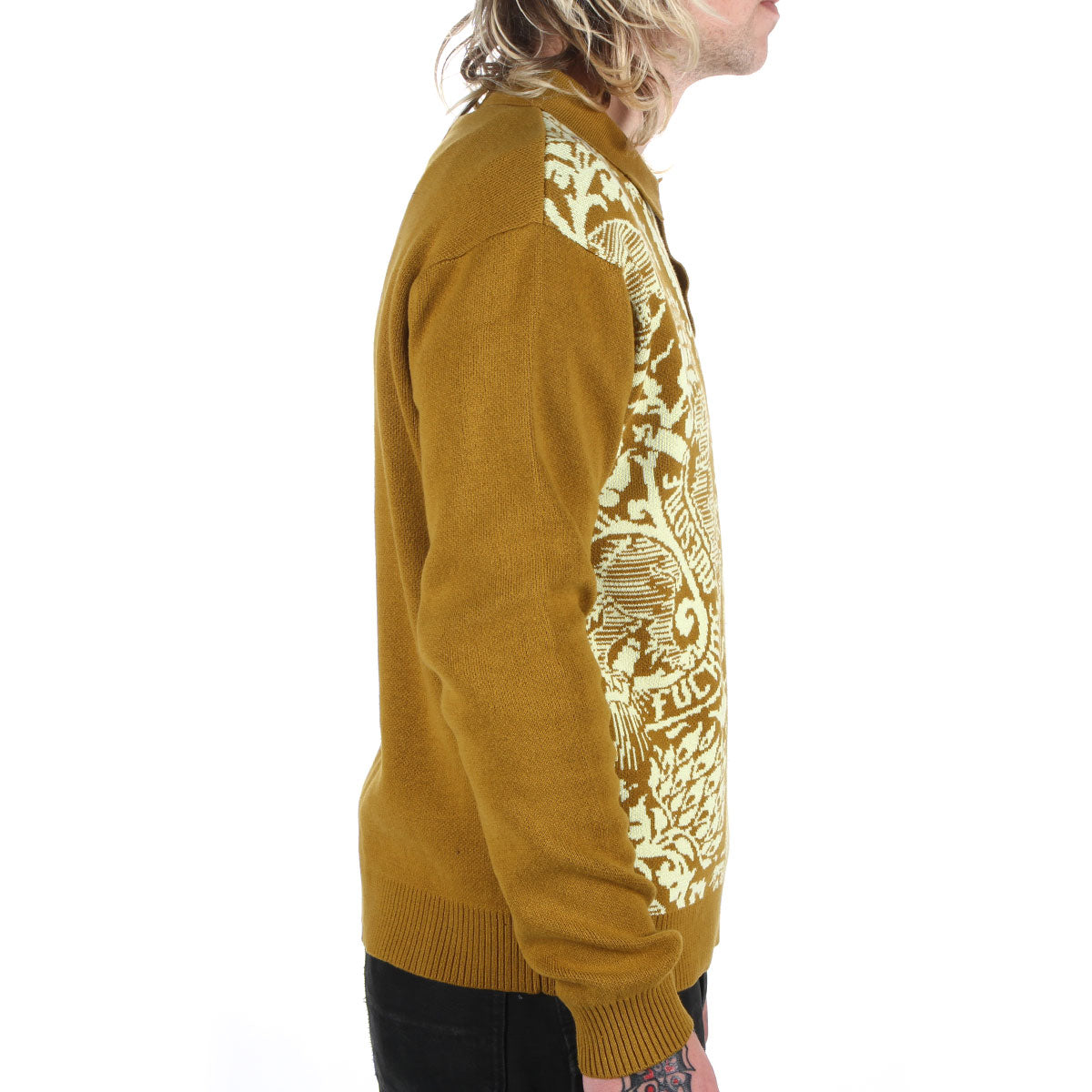 Fucking Awesome Fancy Knit L/S Polo Shirt Gold Ivory
