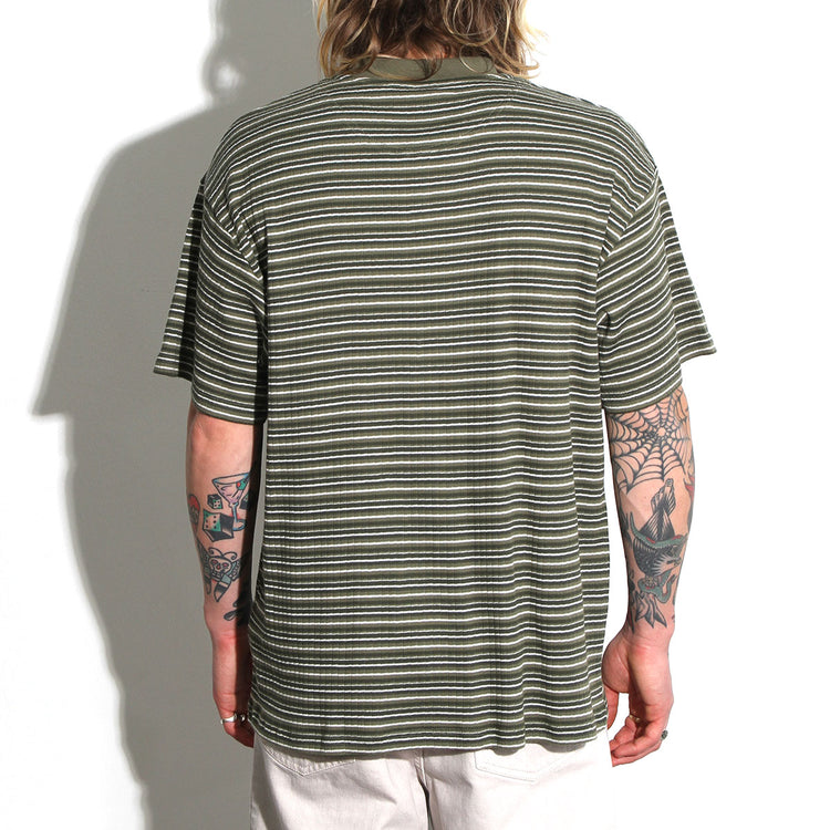 Polar Striped Rib Henley T-Shirt Uniform Green  Edit alt text
